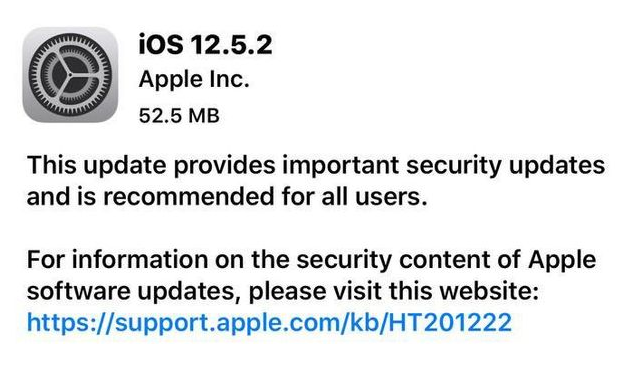 吴起苹果手机维修分享iOS12.5.2发布，建议所有老苹果用户安装 